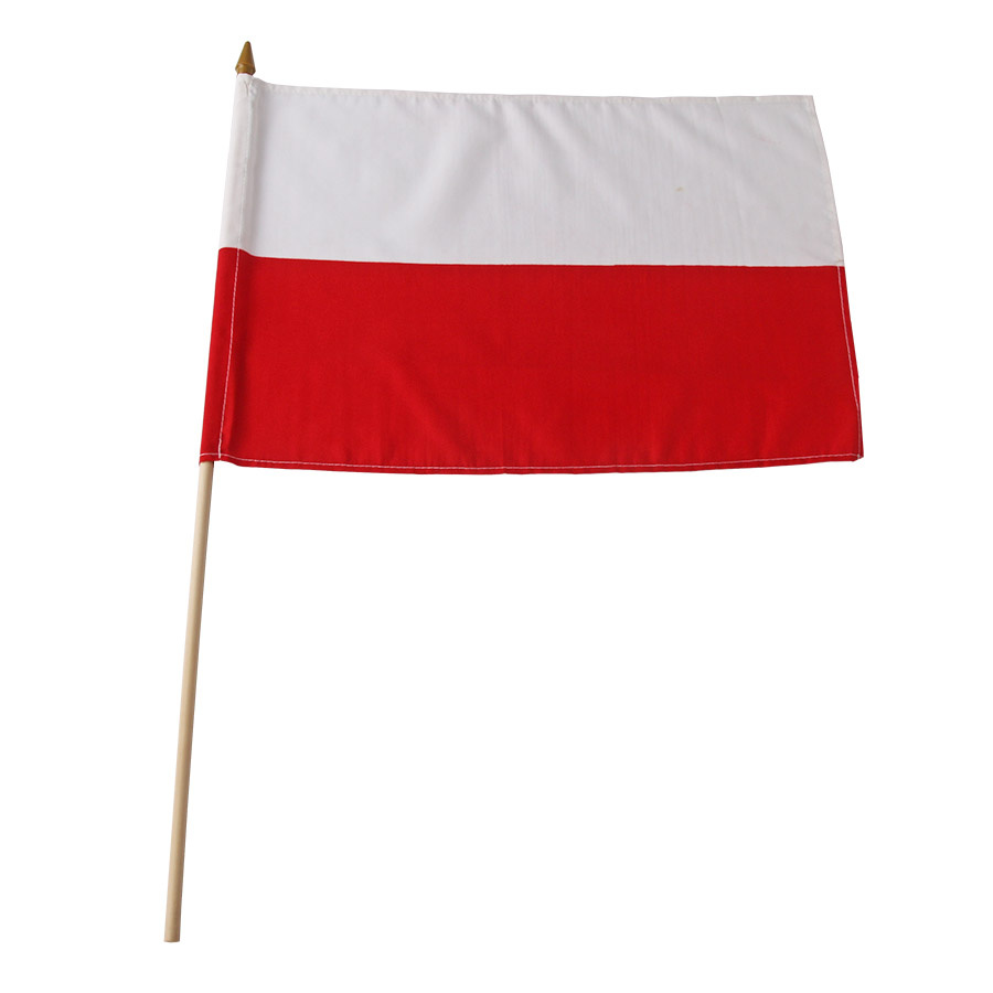 Flaga POLSKA  30x40 cm z uchwytem drewnianym