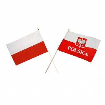 Flaga POLSKA  30x40 cm z uchwytem drewnianym mix